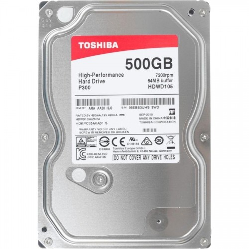 Жесткий диск HDD SATA 500GB 7200RPM 6GBS 64MB TOSHIBA HDWD105UZSVA-1